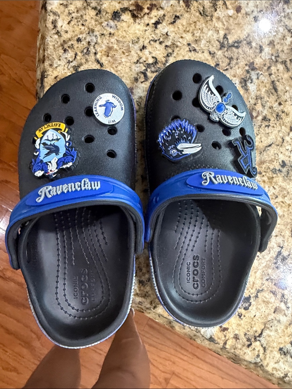 CROCS Kids Black and Royal Blue Ravenclaw Jibbitz Clog Sandals